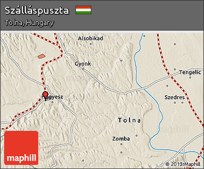 Shaded Relief 3D Map of Szálláspuszta