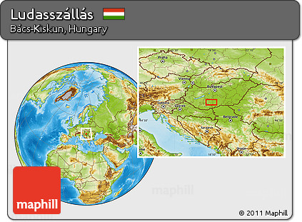 Physical Location Map of Ludasszállás