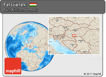 Shaded Relief Location Map of Felsőerek