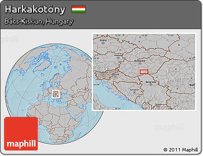 Gray Location Map of Harkakötöny, hill shading