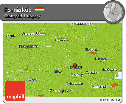 Physical Panoramic Map of Forráskút