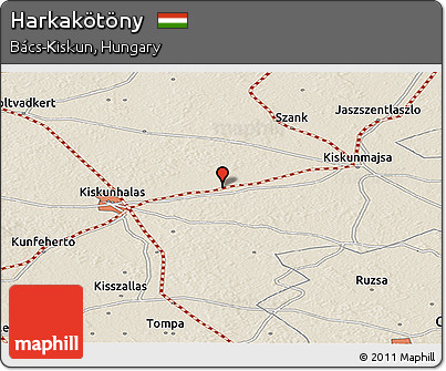 Shaded Relief Panoramic Map of Harkakötöny
