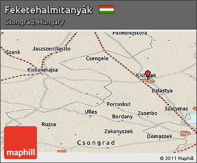 Shaded Relief Panoramic Map of Feketehalmitanyák