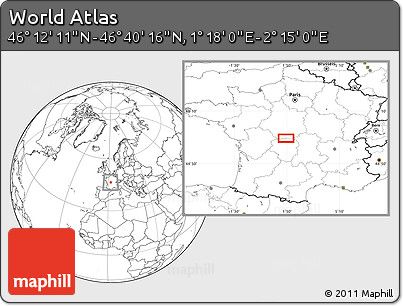 Blank Location Map of the Area around 46° 26' 14" N, 1° 46' 29" E