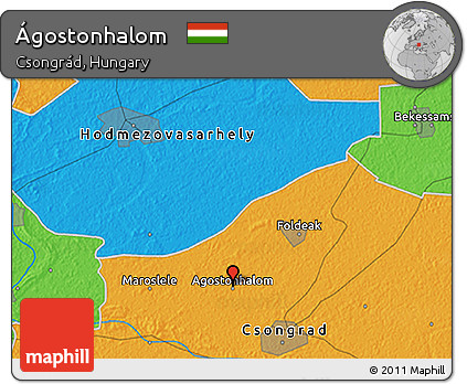 Political 3D Map of Ágostonhalom