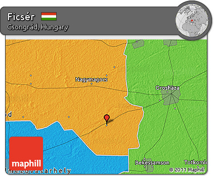 Political 3D Map of Ficsér