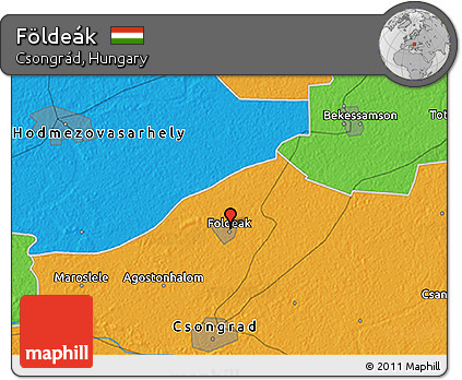 Political 3D Map of Földeák