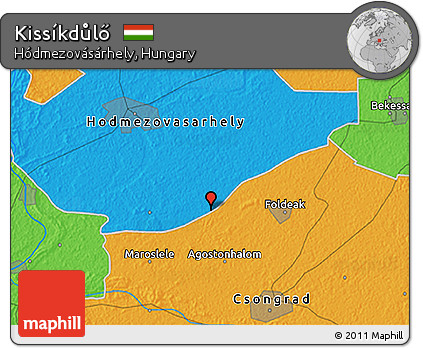 Political 3D Map of Kissíkdůlő
