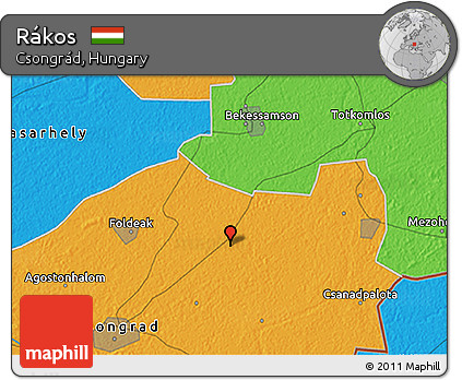 Political 3D Map of Rákos