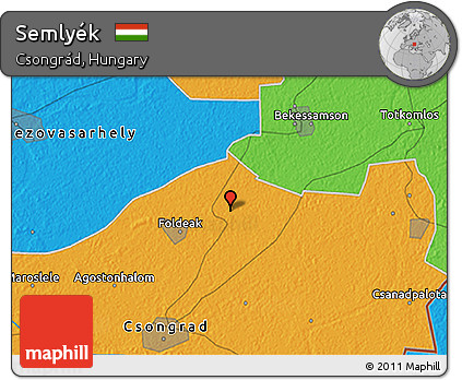Political 3D Map of Semlyék