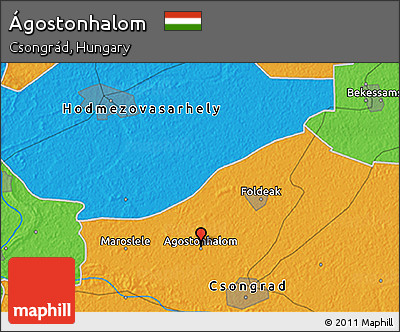 Political 3D Map of Ágostonhalom