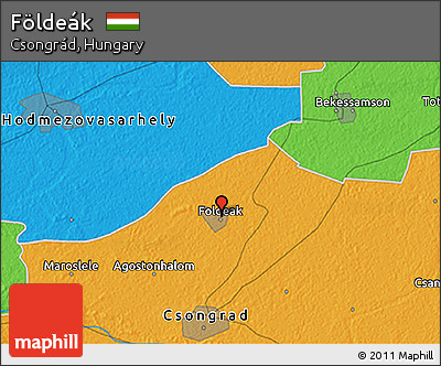Political 3D Map of Földeák