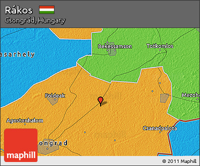 Political 3D Map of Rákos