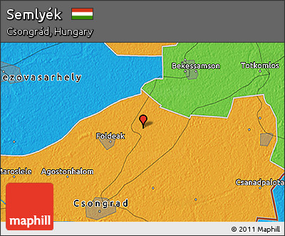 Political 3D Map of Semlyék