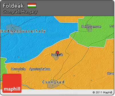 Political 3D Map of Földeák