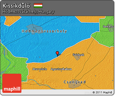 Political 3D Map of Kissíkdůlő