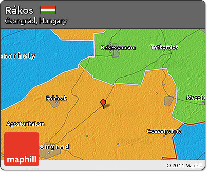 Political 3D Map of Rákos