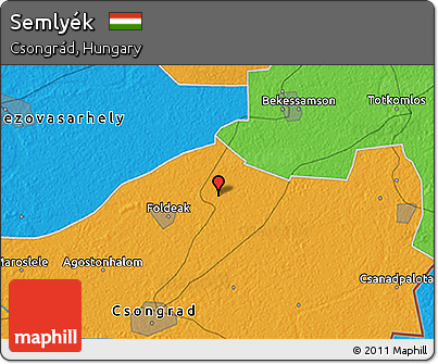 Political 3D Map of Semlyék