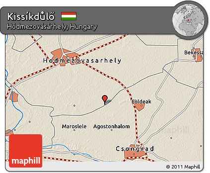 Shaded Relief 3D Map of Kissíkdůlő