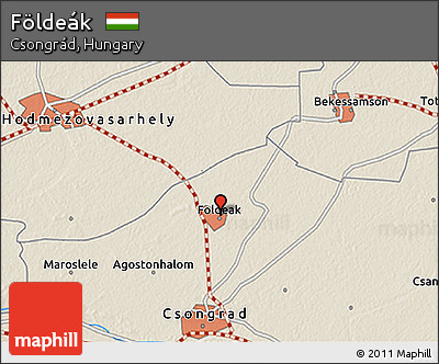 Shaded Relief 3D Map of Földeák