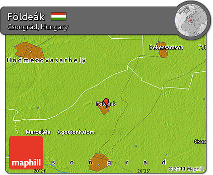 Physical Map of Földeák