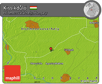 Physical Map of Kissíkdůlő