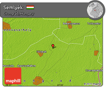 Physical Map of Semlyék