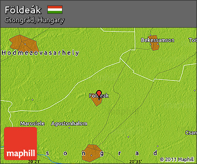 Physical Map of Földeák
