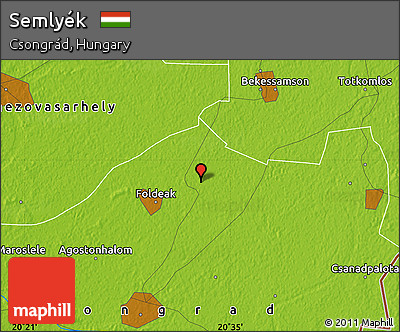 Physical Map of Semlyék