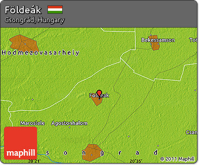 Physical Map of Földeák