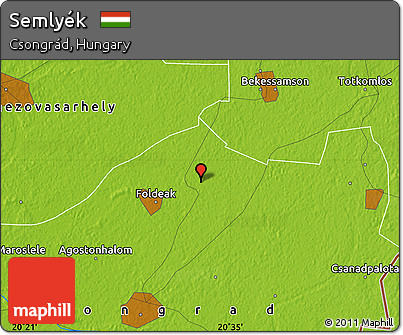 Physical Map of Semlyék