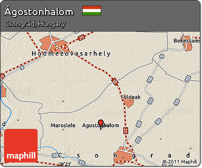 Shaded Relief Map of Ágostonhalom