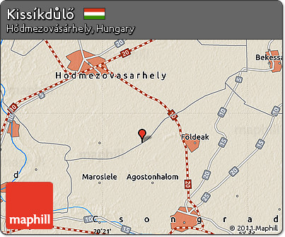 Shaded Relief Map of Kissíkdůlő