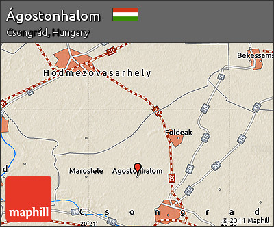 Shaded Relief Map of Ágostonhalom
