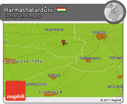 Physical Panoramic Map of Hármashatárdůlő