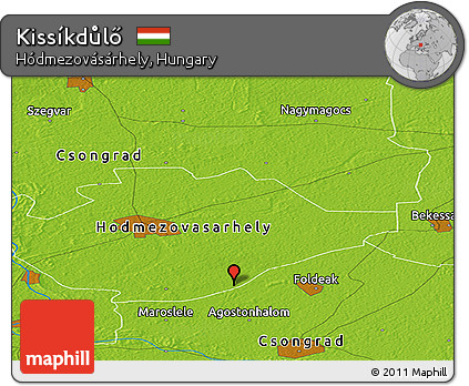 Physical Panoramic Map of Kissíkdůlő