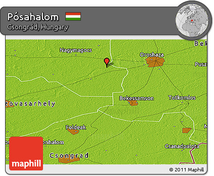 Physical Panoramic Map of Pósahalom