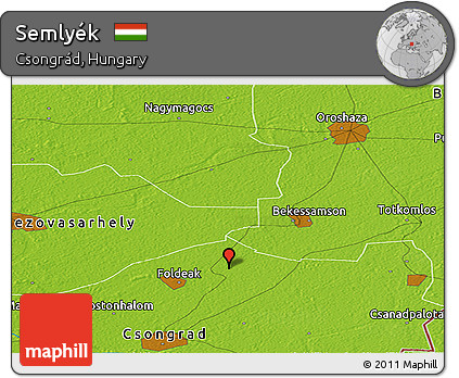 Physical Panoramic Map of Semlyék