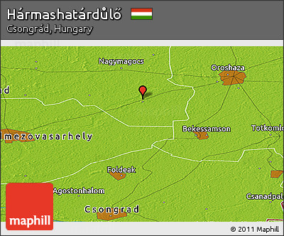 Physical Panoramic Map of Hármashatárdůlő