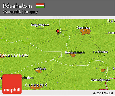 Physical Panoramic Map of Pósahalom