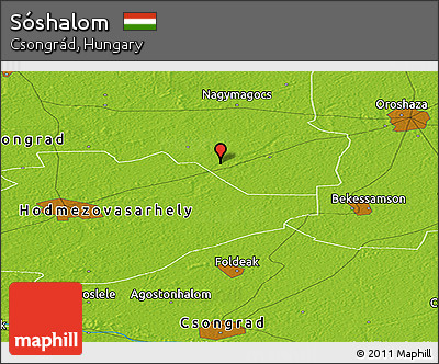 Physical Panoramic Map of Sóshalom