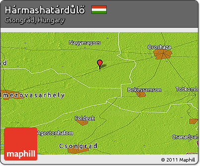 Physical Panoramic Map of Hármashatárdůlő