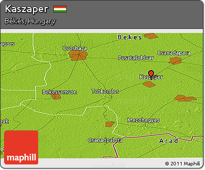 Physical Panoramic Map of Kaszaper