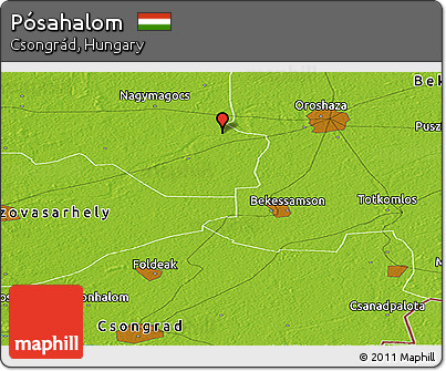 Physical Panoramic Map of Pósahalom