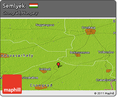 Physical Panoramic Map of Semlyék