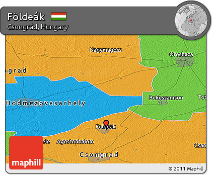 Political Panoramic Map of Földeák