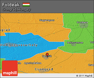 Political Panoramic Map of Földeák