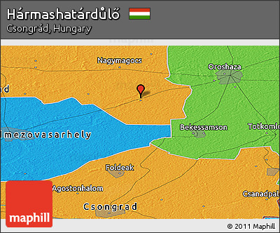 Political Panoramic Map of Hármashatárdůlő