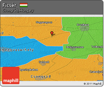 Political Panoramic Map of Ficsér