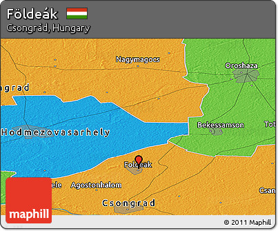 Political Panoramic Map of Földeák